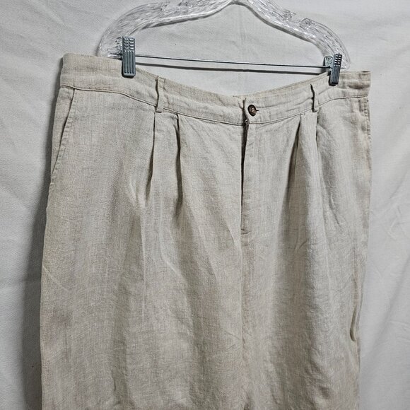 Reformation Mason Wide Leg Women Pants Size 22 Khaki 100% Linen - Picture 3 of 12
